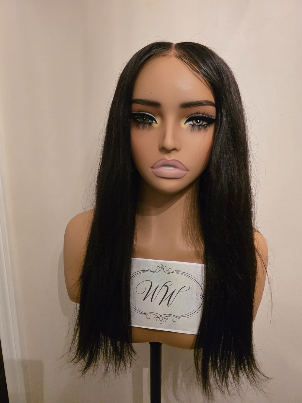 Natural Yaki Straight Black Human Hair Lace Front Wig